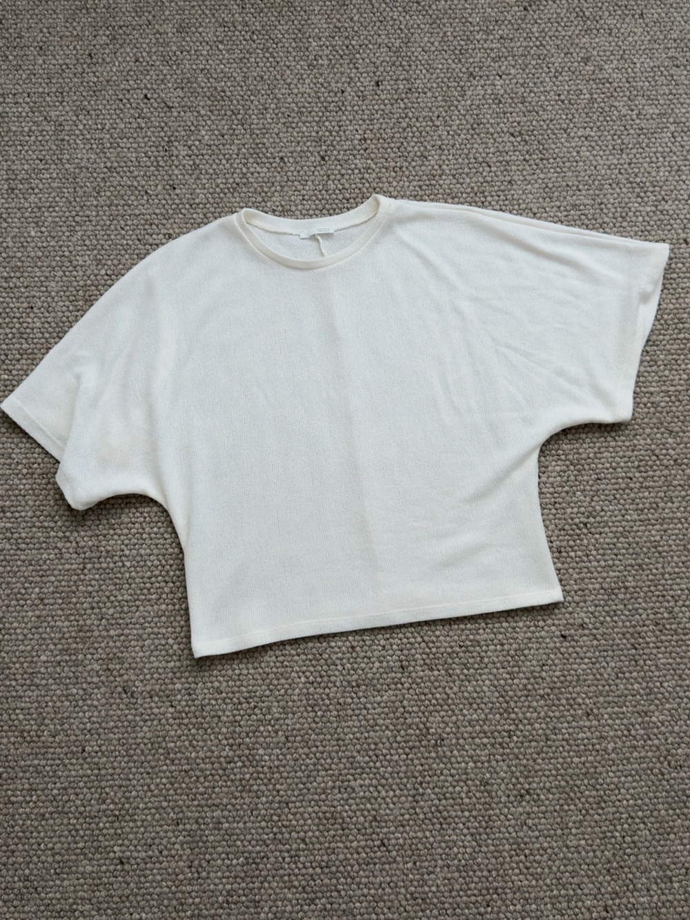 Zara Cream Short Sleeve Boxy Knit Top